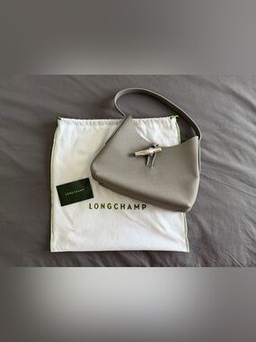 Longchamp roseau Taupe Leather Shoulder Bag small
